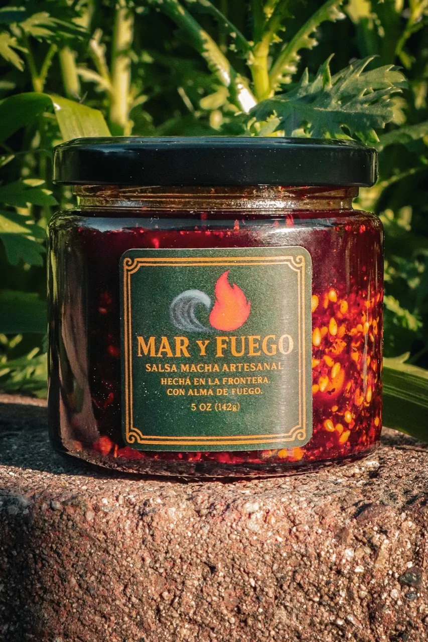 Mar Y Fuego 5 oz salsa macha jar; shared product photo